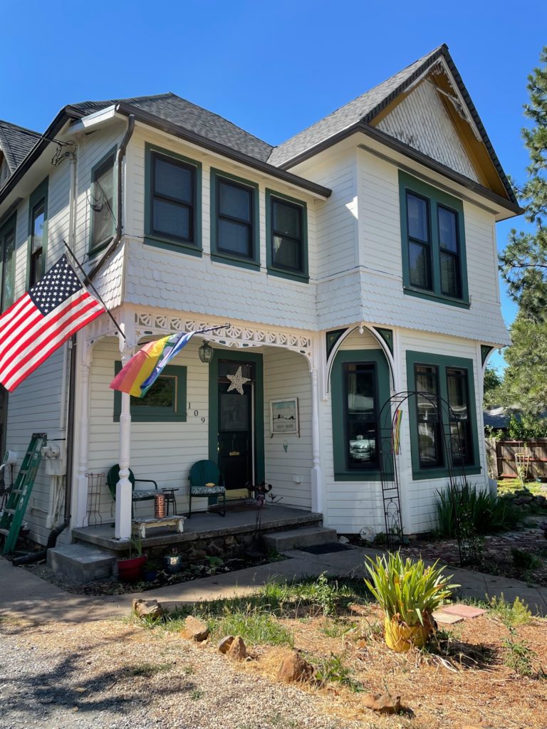 Front view of a Victorian house.